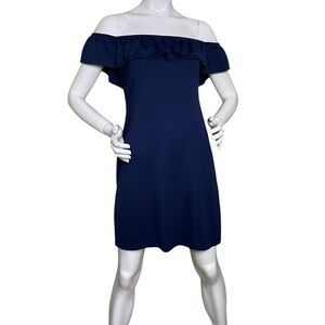 Sailor Sailor Shoreline Navy off the Shoulder Dress (M)